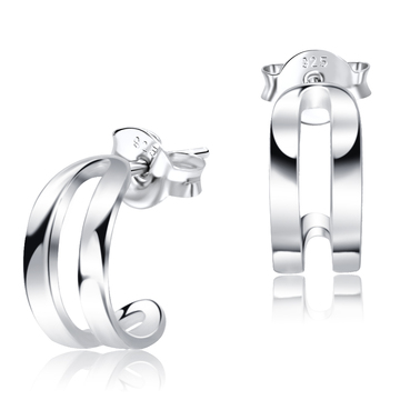 Double Curves Silver Stud Earring STS-3753